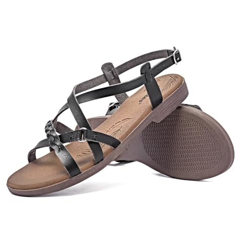 Image of Veittes Women's Casual Casual Cross Strap Flat Slide Sandals