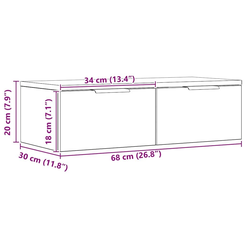 vidaXL Armadietto a Muro Rovere Artigianale 68x30x20 cm in Truciolato, Mobile pensile, mobiletto a Muro, armadietto a Parete, Mobile a Muro
