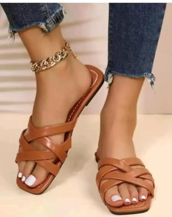 Cross Flats Sandal for women and girls | Women Ethnic Flats Footwear for Women | Fancy & Stylish Slippers For Party and Formal Wear - Image 2
