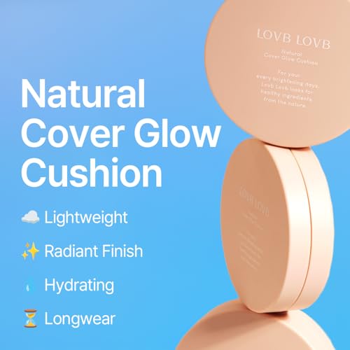 Image of LOVB LOVB Natural Cover Glow Cushion Foundation | Satin Radiant Finish | Korean Foundation Makeup | Long-Lasting Natural Coverage | for All Skin Types 0.42 oz. (23N Natural Beige)