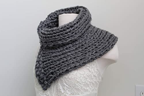 Split Scarf Knit Cowl Grey3