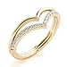 SilverDia Diamond Micro Pave Setting Double Chevron Wedding Band Ring For Women 14K Yellow Gold Plated Minimalist Promise Ring 925 Sterling Silver Handmade Anniversary Ring Birthday Gift For Her