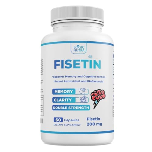 Fisetin Double Strength - 200 mg Capsules, 60 Count Introductory Offer only (Natural Bioflavonoid Polyphenols Supplement Similar to Apigenin, Luteolin, and Quercetin) Anti-Aging Support Senolytic