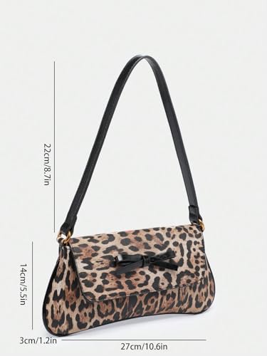 Women's Cheetah Leopard Print Bow Y2K Shoulder Bag4