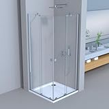 LEMMO Movable Duschkabine Eckeinstieg, Duschkabine 75-120cm Eckeinstieg Schiebetür 6mm ESG NANO Glas Duschabtrennung Dusche Duschwand Höhe 185cm, LINKS & RECHTS MONTIERBAR (Silber, 100x100x185 cm)