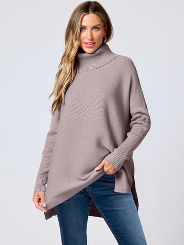 ANRABESS Womens Turtleneck Oversized Sweaters Fall Outfits,Almond,M - image 2