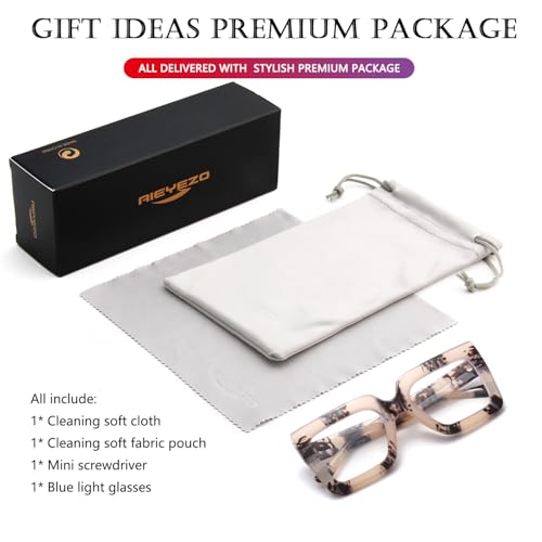 Image of AIEYEZO Oversized Square Blue Light Glasses for Women Cute Big Frame Glasses Fashion Clear Multi-Color Computer Eyewear