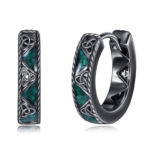 Argent sterling 925 créoles celtiques noires malachite pour homme