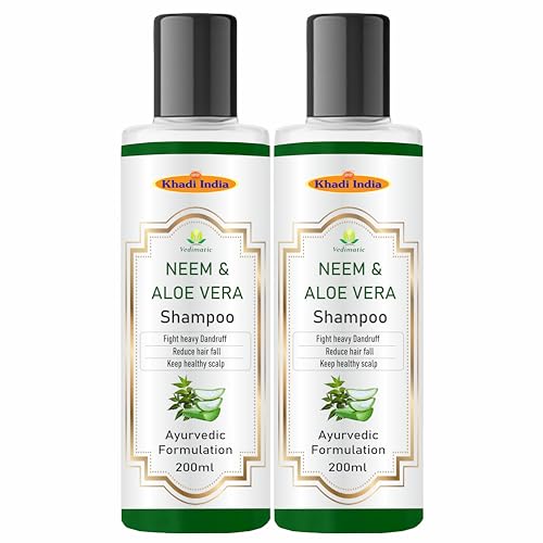 Image of Khadi Vedimatic Natural Neem And Aloevera Herbal Hair Cleanser /Shampoo| Gets hair rid of Dandruff| Cools the scalp|SLS And Paraben Free (Pack Of 2, Neem Aloevera)
