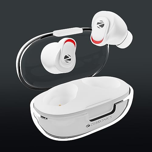 Image of Zebronics Zeb-Sound Bomb N2 TWS Earbuds with 50ms Low Latency Gaming, ENC, Voice Assistant, Flash Connect, Splash Proof, BT v5.2, up to 12H Backup, Call Function and Type C (White)