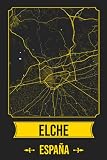  ELCHE España Cuaderno: Squareious de la Ciudad de ELCHE, Hoja Forrada, Diario 200 PÁGINAS, 6x9
