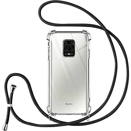 Vauki Cover con Cordino per Xiaomi Redmi 9A/9AT,Custodia con Laccio Collana Tracolla Trasparente Silicone TPU+PC Bumper Back Antigraffio Proteggere Case Corda per Redmi 9A,Rosegold