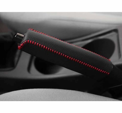 Cubierta Freno Mano para Coche para V W Golf/Polo 5 6 7 8 GTE GTI GTD Clubspor, Cuero Funda del Freno De Mano EmpuñAdura Funda Accesorios De Coche,B/Black Red Line