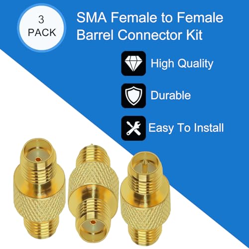 Image of TUOLNK 3PCS SMA Coax Connector Gender Changers, SMA Female to RPSMA Female Coaxial Adapter, Low Loss Coax Cable for Radio Antenna, Audio