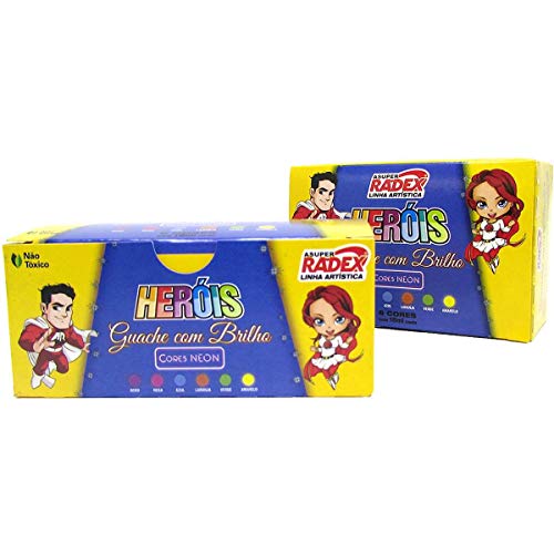 Tinta Guache 015ml 06 Cores C/Brilho Asuper - Estojo com 1 Unidade Radex, Multicor