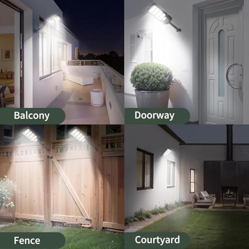 Image of LITVERSE 200W Solar Street Light, IP67 Waterproof with Remote & Motion Sensor. Dusk to Dawn 6500K Cool White LED Flood lamp, Durable ABS Alloy Body for Home, Garden, Yard, gate & Parking.