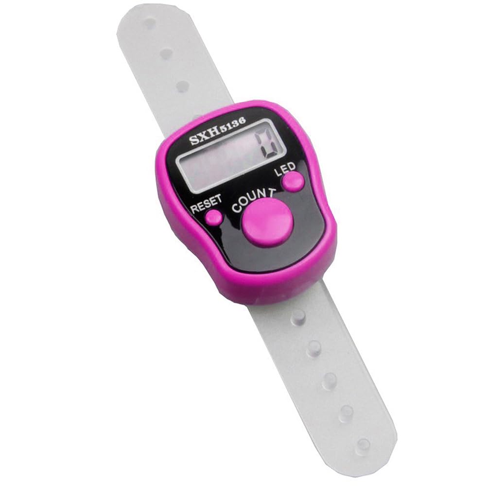 LOYELEY 指カウンター 5桁 小型 数取り器 指用 数取器 計数器 フィンガー カウント チラシ 体操 交通量 人数 デジタルカウンター 電池付き (ローズピンク)