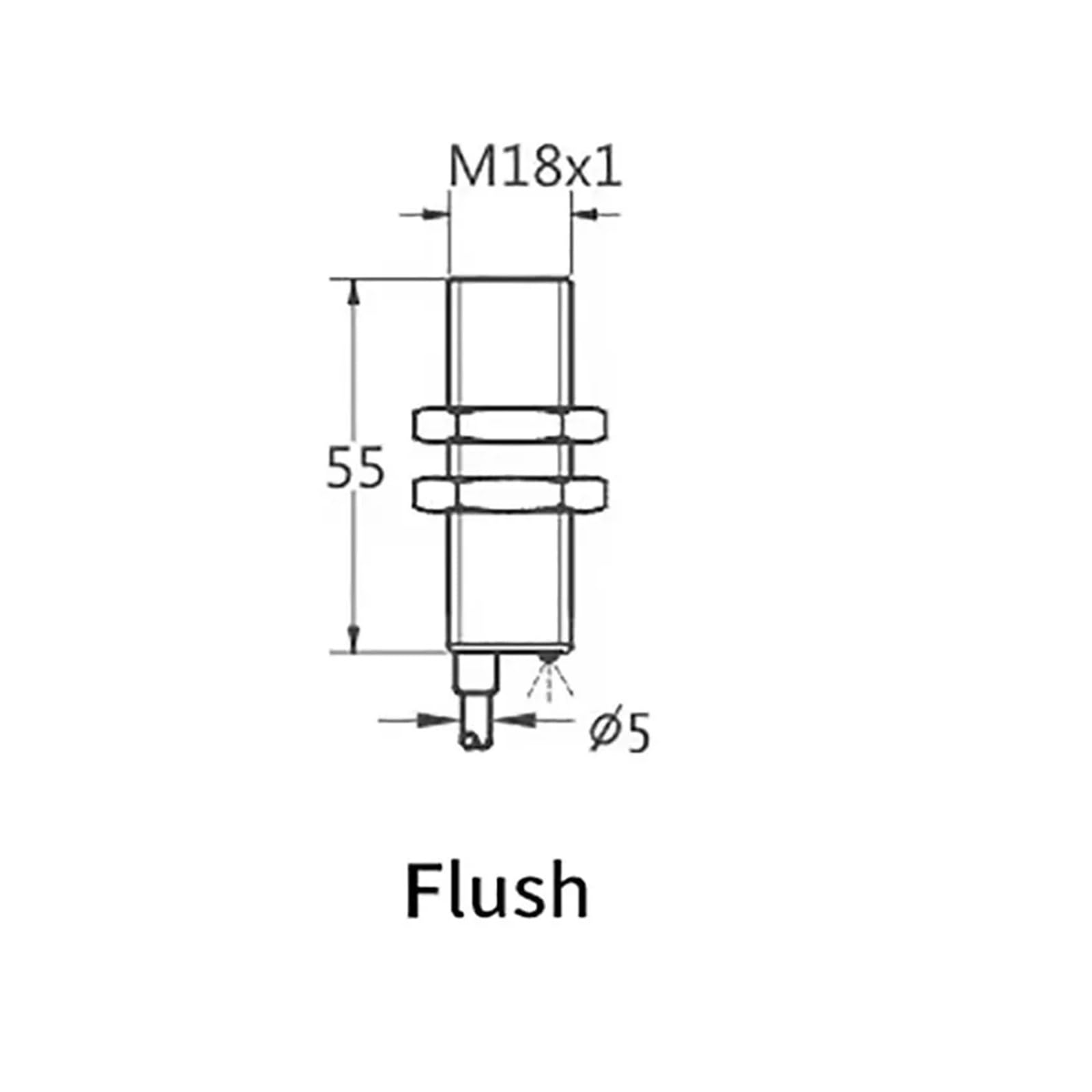 XYNSNDB Sensore di prossimità a Lunga Distanza M18 Campo di rilevamento di 5 mm Sensore di prossimità induttivo a Incasso PNP No NC da 12 V (M18 NPN NC No)