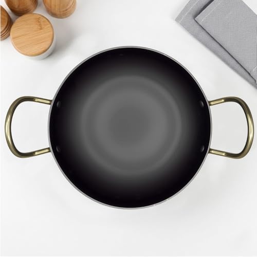 Image of DOZY Iron Nonstick Kadhai | Naturally Nonstick | Toxin Free | Even Heat Distribution 28 | Black 1.5L Capacity