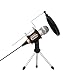Professional Condenser Microphone, Plug &Play Home Studio microphones for Iphone Android Recording, PC, Computer, Podcasting, Mini Desktop MIC Stand dual-layer acoustic filter (M3-gold)