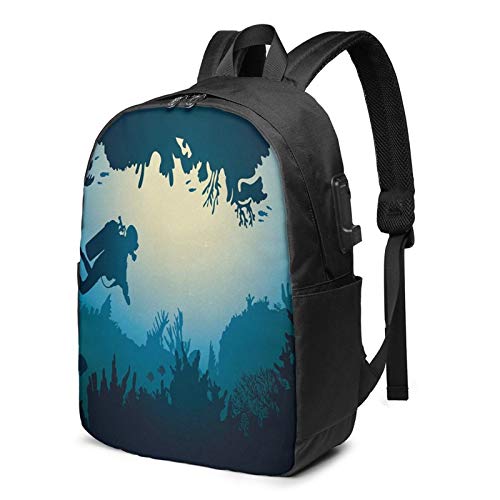 Mochila Portatil 17 Pulgadas Hombre Mujer con Puerto USB  Buceo 6 para El