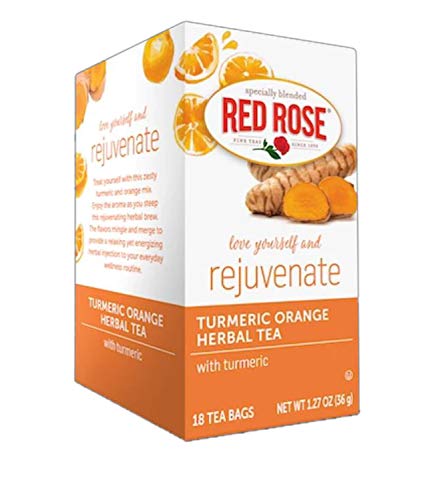 Red Rose Turmeric Orange Herbal Tea 1.27 Oz! Blend With Turmeric, Orange Peel & Licorice! Specially Blended Fine Teas! Healthy Rejuvenating Herbal Brew! Choose Your Flavor! (Turmeric Orange, 1 Pack)