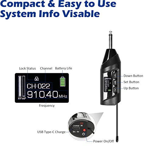 Sgpro Wireless Saxophone Microphone System, Clip-On Instrument Microphone For Sax And Trumpet, Preset Eq & Echo Level 196 Ft Transmission Rechargeable Compact Transmitter And Receiver 4.5 Hours #TOP6