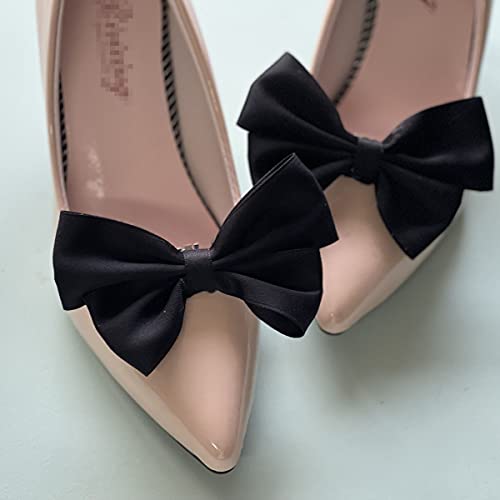 Image of Fodattm 2PCS Handmade Bow Knot Shoe Buckle Clips Wedding Shoe Decoration Charms DIY Crafts Findings Accessories Package