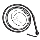 Leather Pro Impact Real Leather 08 Feet ‎Black Bull Whip | Handcrafted 16-Plait Bullwhip | Durable & Flexible Stock Whip for Precision Cracking