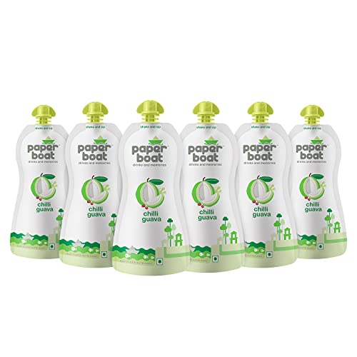 Paper Boat Chilli Guava Fruit Juice, No Preservatives and Colours (Pack of 6, 200ml each)