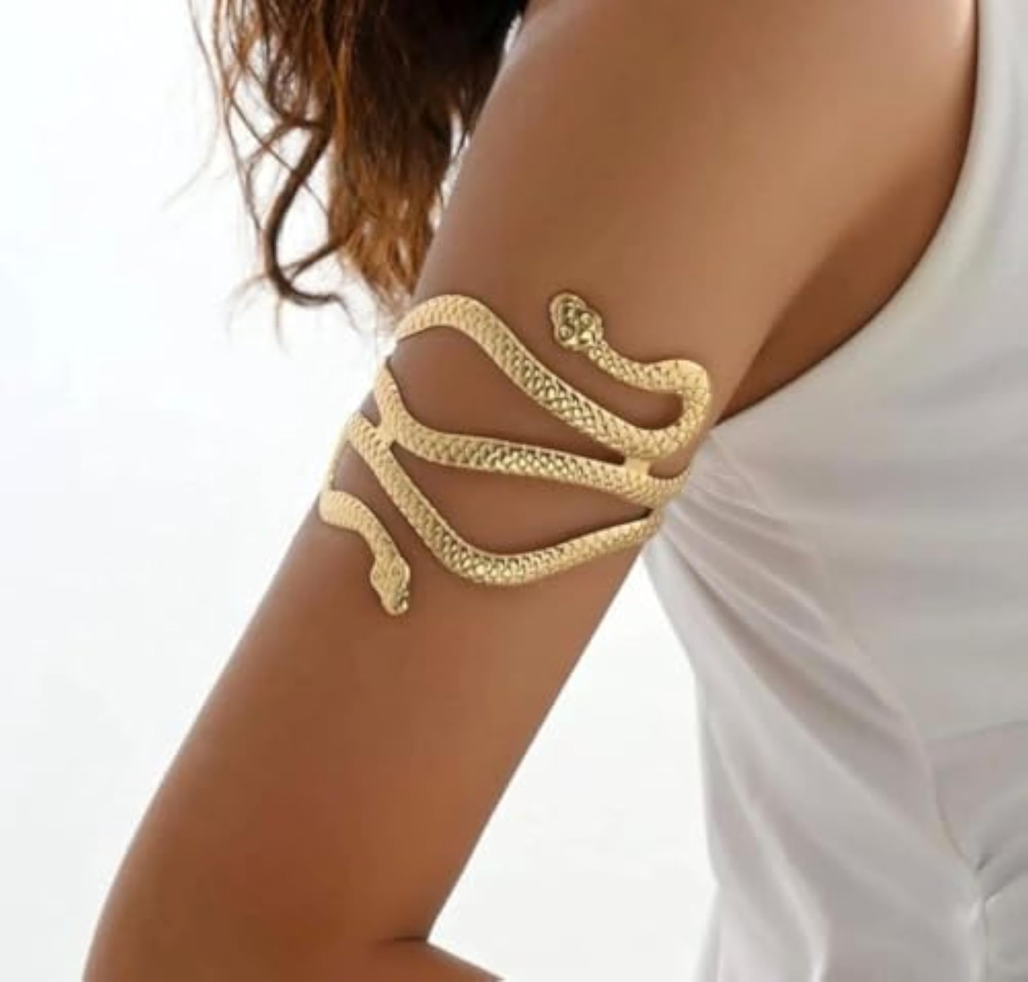 Gold Tone Double Snake Upper Arm Cuff for Women