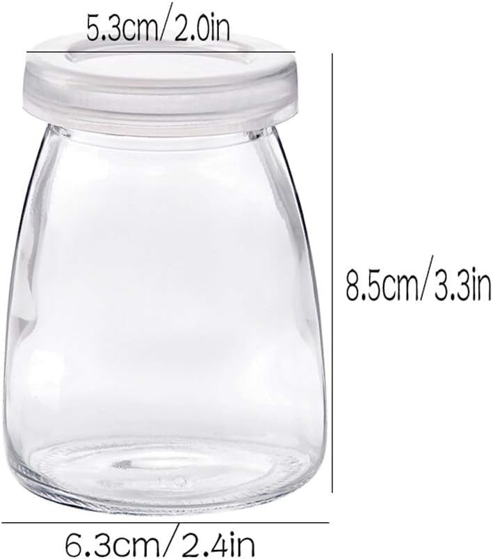 Image of CROCO JAR Pudding Glass Jar with Lid | Reusable Yogurt Glass Container | Small Airtight Glass Jars for Dessert, Custard, Jam, Kitchen Storage & Serving | 150ml, Set of 6