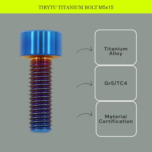 Image of Titanium Bolts M5x15mm Hex Socket Cap Screw, Burnt Blue | 4PCS, Hex Socket Screws, Lightweight Design, Ideal for Humid /Salty Environments, Bicycle Water Bottle Cage