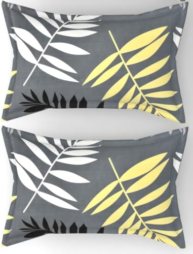 Image of King Size Microfibre Decorative Pillow Covers, Navy Blue Multicolour Heart Print-50 cm x 75 cm (2, Grey)