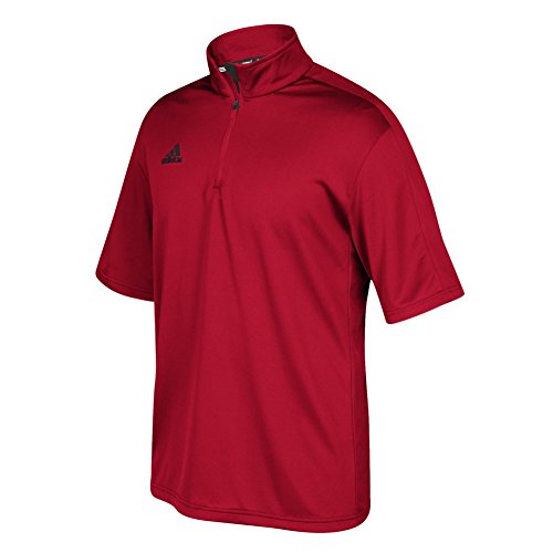 T-shirt adidas manches courtes zippé rouge XS pour entraînement running