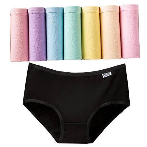 7Pcs / Lot Höschen Damen Unterwäsche Baumwolle Sexy Dessous Frau Atmungsaktiv Intimates Slips für Mädchen Weiblich Solid-Sky Blue, M, 7pcs Cover