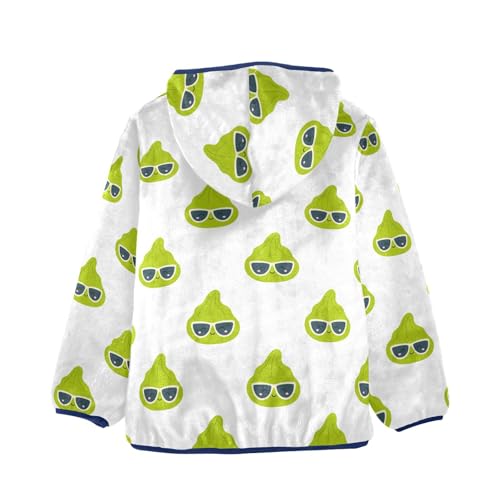 Cartoon Wasabi Character Girls Fleece Jacket Girls Fall Jacket Girls Zip Up Hoodie Girls Sherpa Jacket 2-10T2