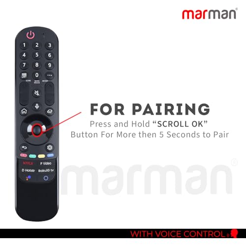 Image of marman Fit for Lg Magic Smart Tv Remote Original MR21GA Model Suitable for UHD OLED QLED 4K 8K WebOS NanoCell Television with Point-and-Click Functionality and Voice Command - Pairing Must !