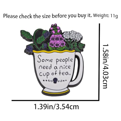 Image of Enamel Pin,Some People Need A Cup Of Tea Lapel Pin,Plants Tea Cups Badge,Enjoy Time Brooch,Gift For Workers Friends Family Partners DIY Decor Canvas Bag Backpack Lanyards Jacket Accessory