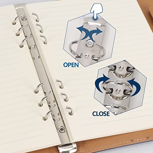 Colacoo A5 Notebook Binder,A5 Pu Leather Binder 6 Ring Planner Loose Leaf Personal Organizer Binder Cover With Magnetic Buckle Closure For A5 Filler Paper,Binder Pockets,Refillable Inserts-Dark Blue #TOP3