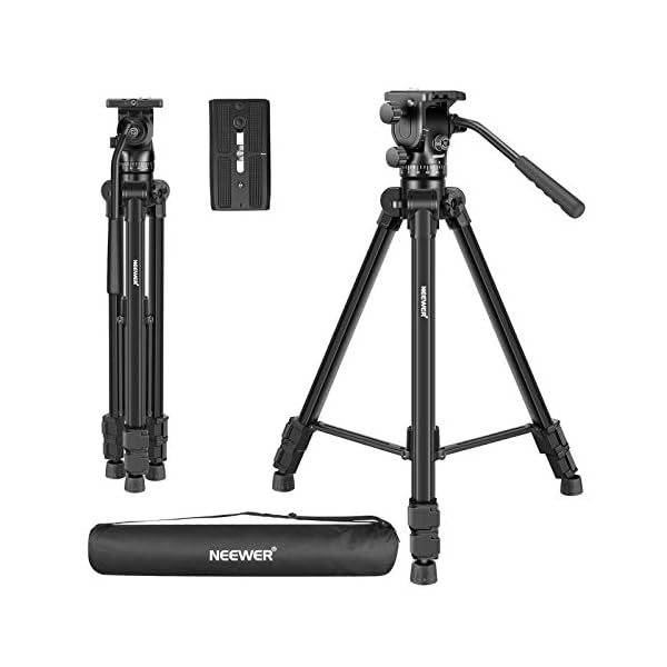 Neewer 66 Zoll Videostativ mit Fluidkopf - Leichtmetall Kamerastativ aus Aluminiumlegierung mit Schwenkkopf für DSLR…