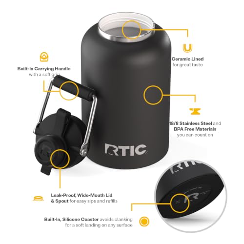 RTIC Outback Jug 1 Galón Termo Negro Con Interior Cerámico miniatura 3