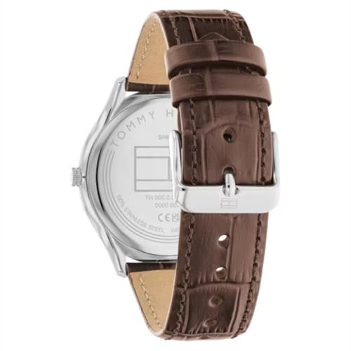 Image of Tommy Hilfiger Becker Quartz Basic Slim Navy Dial Brown Leather Strap Analog Watch for Men