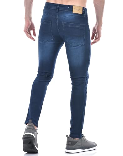 Image of Numero Uno Men'S Dark Blue Super Skinny Fit Distressed Sustainable Jeans