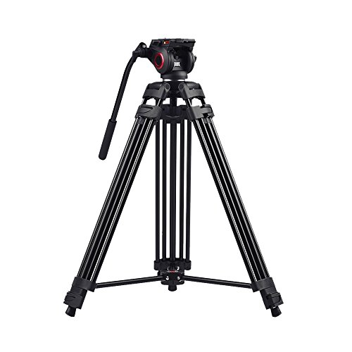 miliboo Aluminum Fluid Head Camera 60-inch Tripod Stand for Camcorder / DSLR Monopod Video with Middle Spreader