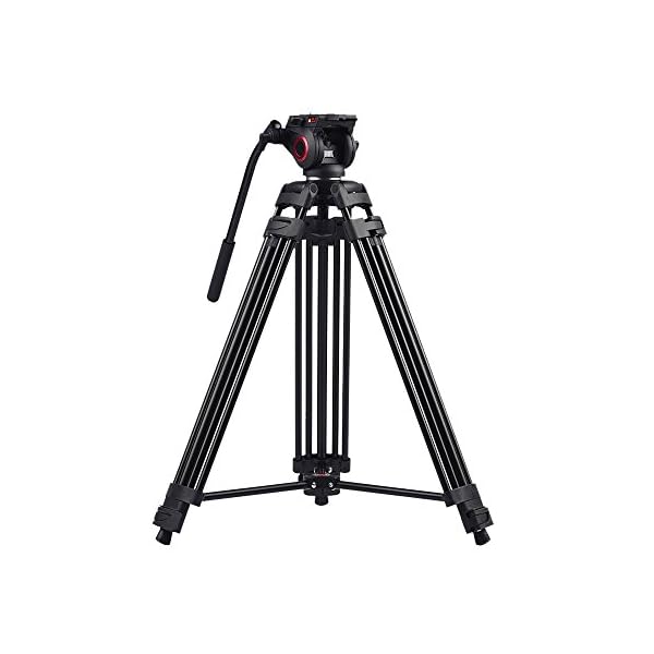 miliboo MTT601A Stativ für Video, Aluminium, mit Mittelstreuer, Kamerastativ