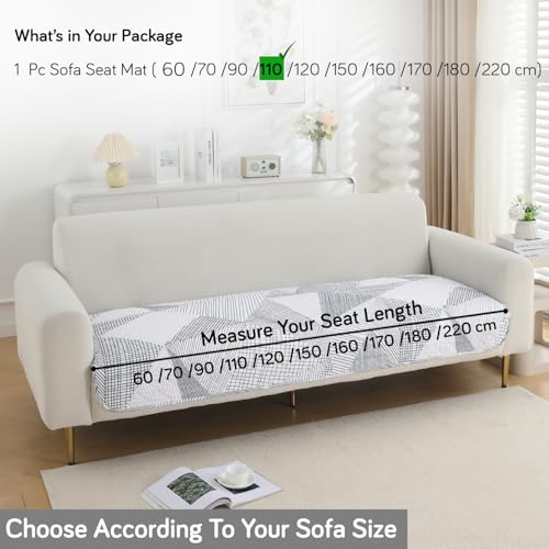Image of HOKIPO 'Elira Series' Water Repellent + Waterproof Quilted Sofa Mats | Make Your Own Sofa Cover Set | Length 110cm - Snow White Black Geometry (AR-5244-C9)