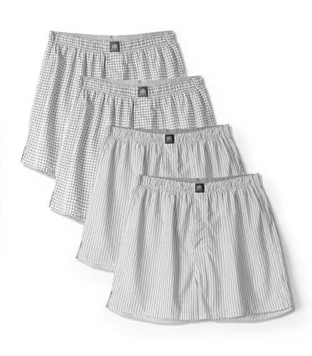 DAVID ARCHY 100% Cotton Woven Boxers Shorts with Button Fly Soft Underwear for Men 2/4 Pack