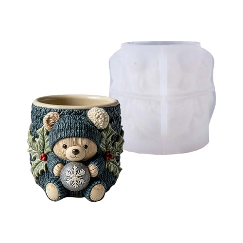 Molde De Plantador De Oso De Silicona Para Soporte De Joyería De Resina Herramienta De Decoración Del Hogar Flexible Y Reutilizable Molde De Silicona Para Artesanía De Concreto