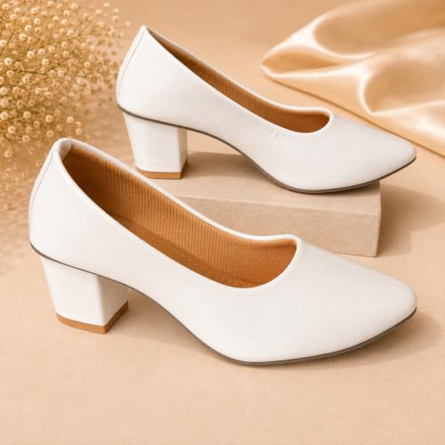 Image of Women's Block Heel Pumps | Comfortable Slip-On Office & Casual Heels | Stylish Women's Pumps